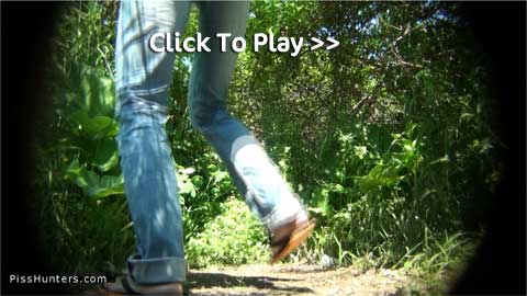 Walking into the bushes to pee